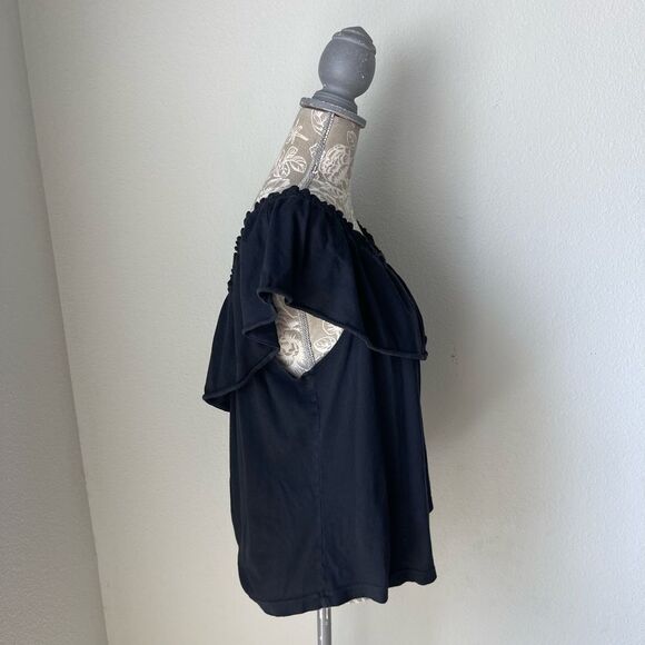 Current Elliott The Ruffle Top in Washed Black - Picture 4 of 9